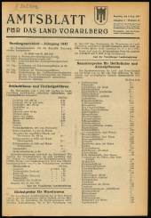 Amtsblatt für das Land Vorarlberg 19470802 Seite: 1