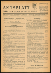 Amtsblatt für das Land Vorarlberg 19520116 Seite: 1