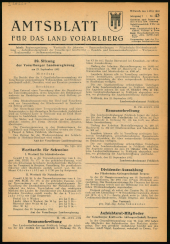 Amtsblatt für das Land Vorarlberg 19521001 Seite: 1