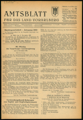 Amtsblatt für das Land Vorarlberg 19521119 Seite: 1