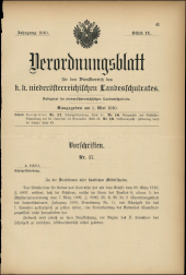 Verordnungsblatt für den Dienstbereich des niederösterreichischen Landesschulrates 19100501 Seite: 1