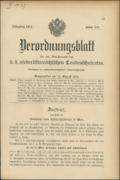 Verordnungsblatt für den Dienstbereich des niederösterreichischen Landesschulrates 19140815 Seite: 1