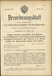 Verordnungsblatt für den Dienstbereich des niederösterreichischen Landesschulrates 19150415 Seite: 1