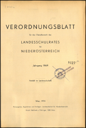 Verordnungsblatt für den Dienstbereich des niederösterreichischen Landesschulrates 1969bl01 Seite: 1