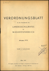 Verordnungsblatt für den Dienstbereich des niederösterreichischen Landesschulrates 1970bl01 Seite: 1