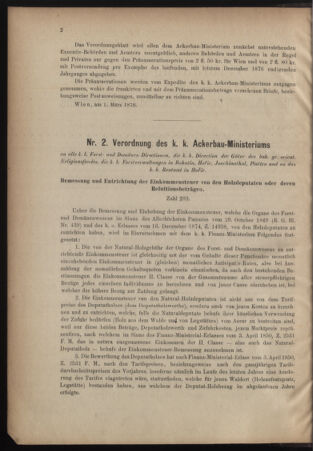 Verordnungsblatt für den Dienstbereich des k.k. Ackerbau-Ministeriums. Red. im k.k. Ackerbau-Ministerium 18760301 Seite: 2