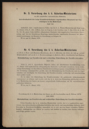 Verordnungsblatt für den Dienstbereich des k.k. Ackerbau-Ministeriums. Red. im k.k. Ackerbau-Ministerium 18760301 Seite: 4