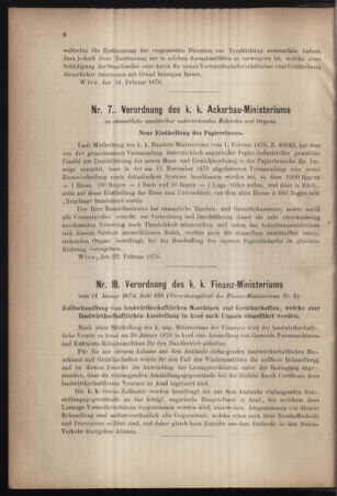 Verordnungsblatt für den Dienstbereich des k.k. Ackerbau-Ministeriums. Red. im k.k. Ackerbau-Ministerium 18760301 Seite: 6