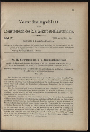 Verordnungsblatt für den Dienstbereich des k.k. Ackerbau-Ministeriums. Red. im k.k. Ackerbau-Ministerium 18760323 Seite: 5