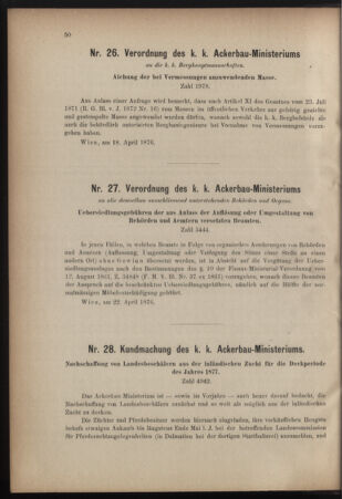 Verordnungsblatt für den Dienstbereich des k.k. Ackerbau-Ministeriums. Red. im k.k. Ackerbau-Ministerium 18760501 Seite: 2