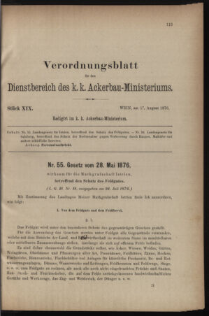 Verordnungsblatt für den Dienstbereich des k.k. Ackerbau-Ministeriums. Red. im k.k. Ackerbau-Ministerium 18760817 Seite: 1