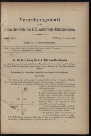 Verordnungsblatt für den Dienstbereich des k.k. Ackerbau-Ministeriums. Red. im k.k. Ackerbau-Ministerium 18761017 Seite: 1