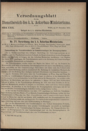 Verordnungsblatt für den Dienstbereich des k.k. Ackerbau-Ministeriums. Red. im k.k. Ackerbau-Ministerium 18761229 Seite: 1