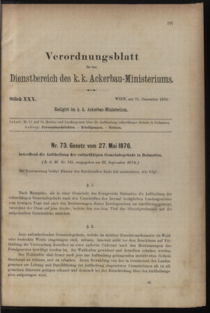 Verordnungsblatt für den Dienstbereich des k.k. Ackerbau-Ministeriums. Red. im k.k. Ackerbau-Ministerium 18761231 Seite: 1