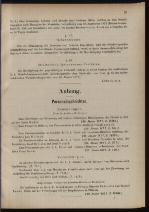 Verordnungsblatt für den Dienstbereich des k.k. Ackerbau-Ministeriums. Red. im k.k. Ackerbau-Ministerium 18770210 Seite: 5