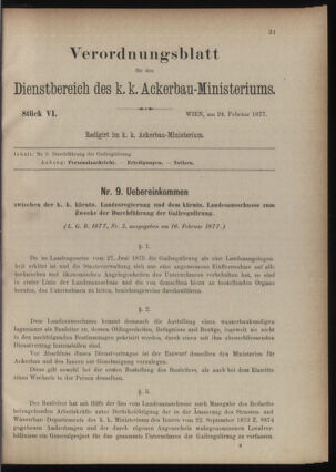 Verordnungsblatt für den Dienstbereich des k.k. Ackerbau-Ministeriums. Red. im k.k. Ackerbau-Ministerium 18770224 Seite: 1