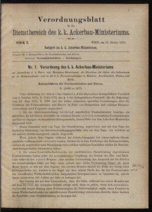 Verordnungsblatt für den Dienstbereich des k.k. Ackerbau-Ministeriums. Red. im k.k. Ackerbau-Ministerium 18780122 Seite: 1