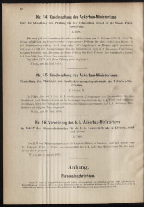 Verordnungsblatt für den Dienstbereich des k.k. Ackerbau-Ministeriums. Red. im k.k. Ackerbau-Ministerium 18780816 Seite: 6