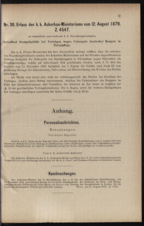 Verordnungsblatt für den Dienstbereich des k.k. Ackerbau-Ministeriums. Red. im k.k. Ackerbau-Ministerium 18790902 Seite: 5