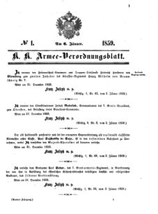 Kaiserlich-königliches Armee-Verordnungsblatt: Personal-Angelegenheiten 18590106 Seite: 1