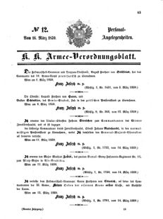 Kaiserlich-königliches Armee-Verordnungsblatt: Personal-Angelegenheiten 18590316 Seite: 1