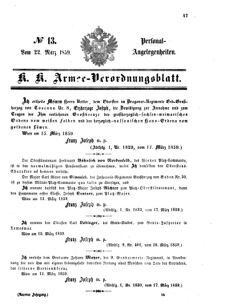 Kaiserlich-königliches Armee-Verordnungsblatt: Personal-Angelegenheiten 18590322 Seite: 1