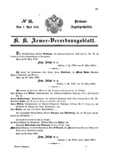 Kaiserlich-königliches Armee-Verordnungsblatt: Personal-Angelegenheiten 18590402 Seite: 1