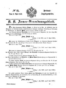 Kaiserlich-königliches Armee-Verordnungsblatt: Personal-Angelegenheiten 18590412 Seite: 1