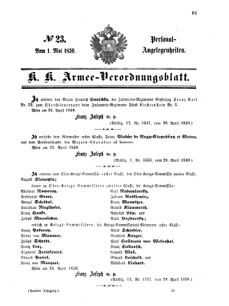 Kaiserlich-königliches Armee-Verordnungsblatt: Personal-Angelegenheiten 18590501 Seite: 1