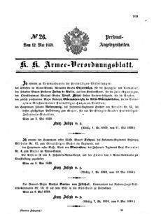 Kaiserlich-königliches Armee-Verordnungsblatt: Personal-Angelegenheiten 18590512 Seite: 1