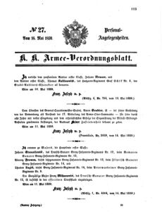 Kaiserlich-königliches Armee-Verordnungsblatt: Personal-Angelegenheiten 18590516 Seite: 1