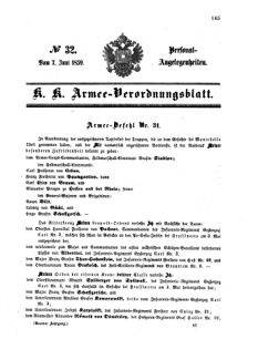 Kaiserlich-königliches Armee-Verordnungsblatt: Personal-Angelegenheiten 18590607 Seite: 1