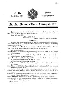 Kaiserlich-königliches Armee-Verordnungsblatt: Personal-Angelegenheiten 18590617 Seite: 1