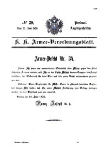 Kaiserlich-königliches Armee-Verordnungsblatt: Personal-Angelegenheiten 18590622 Seite: 3