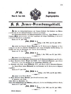 Kaiserlich-königliches Armee-Verordnungsblatt: Personal-Angelegenheiten 18590626 Seite: 1