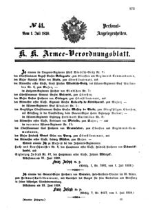 Kaiserlich-königliches Armee-Verordnungsblatt: Personal-Angelegenheiten 18590701 Seite: 1