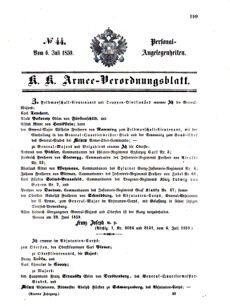 Kaiserlich-königliches Armee-Verordnungsblatt: Personal-Angelegenheiten 18590706 Seite: 1