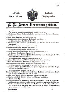 Kaiserlich-königliches Armee-Verordnungsblatt: Personal-Angelegenheiten 18590713 Seite: 1