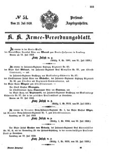 Kaiserlich-königliches Armee-Verordnungsblatt: Personal-Angelegenheiten 18590723 Seite: 1