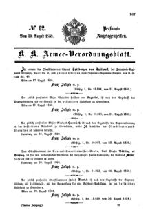 Kaiserlich-königliches Armee-Verordnungsblatt: Personal-Angelegenheiten 18590830 Seite: 1