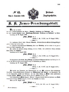 Kaiserlich-königliches Armee-Verordnungsblatt: Personal-Angelegenheiten 18590902 Seite: 1