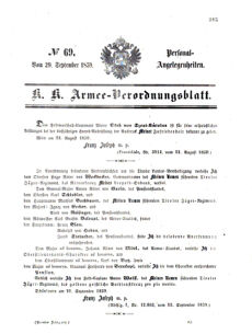 Kaiserlich-königliches Armee-Verordnungsblatt: Personal-Angelegenheiten 18590929 Seite: 1