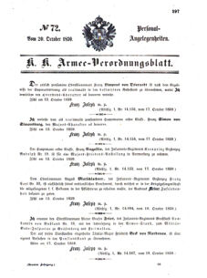 Kaiserlich-königliches Armee-Verordnungsblatt: Personal-Angelegenheiten 18591020 Seite: 1