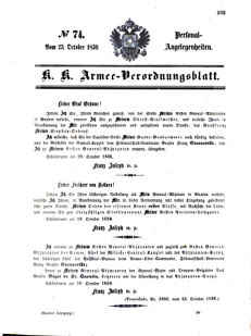 Kaiserlich-königliches Armee-Verordnungsblatt: Personal-Angelegenheiten 18591023 Seite: 1