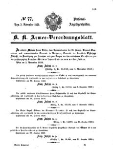 Kaiserlich-königliches Armee-Verordnungsblatt: Personal-Angelegenheiten 18591105 Seite: 1