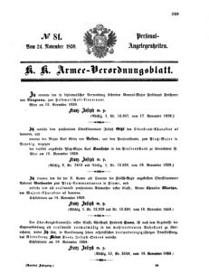 Kaiserlich-königliches Armee-Verordnungsblatt: Personal-Angelegenheiten 18591124 Seite: 1