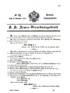 Kaiserlich-königliches Armee-Verordnungsblatt: Personal-Angelegenheiten 18591129 Seite: 1