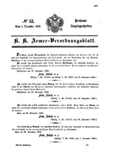 Kaiserlich-königliches Armee-Verordnungsblatt: Personal-Angelegenheiten 18591208 Seite: 1