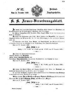 Kaiserlich-königliches Armee-Verordnungsblatt: Personal-Angelegenheiten 18591224 Seite: 1