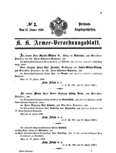 Kaiserlich-königliches Armee-Verordnungsblatt: Personal-Angelegenheiten 18600117 Seite: 1